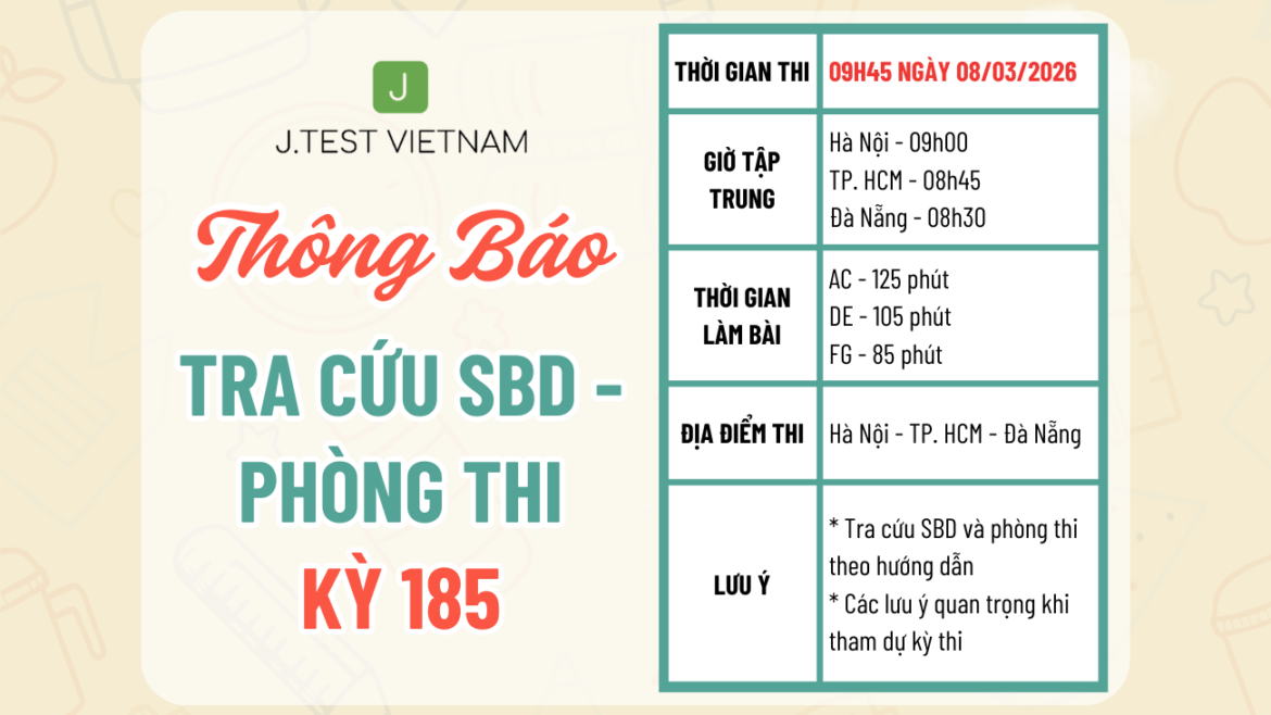 THÔNG BÁO TRA CỨU SỐ BÁO DANH – PHÒNG THI KỲ 185