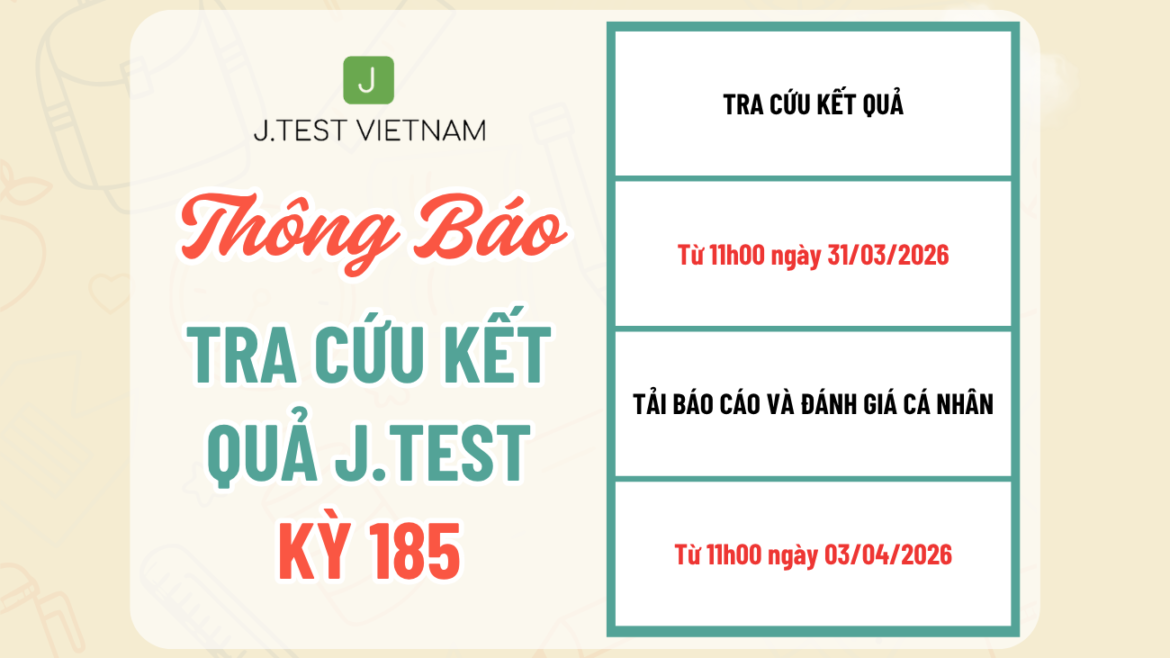 THÔNG BÁO TRA CỨU KẾT QUẢ KỲ THI J.TEST SỐ 185