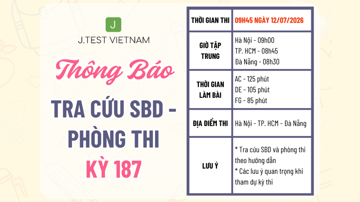 THÔNG BÁO TRA CỨU SỐ BÁO DANH – PHÒNG THI KỲ 187