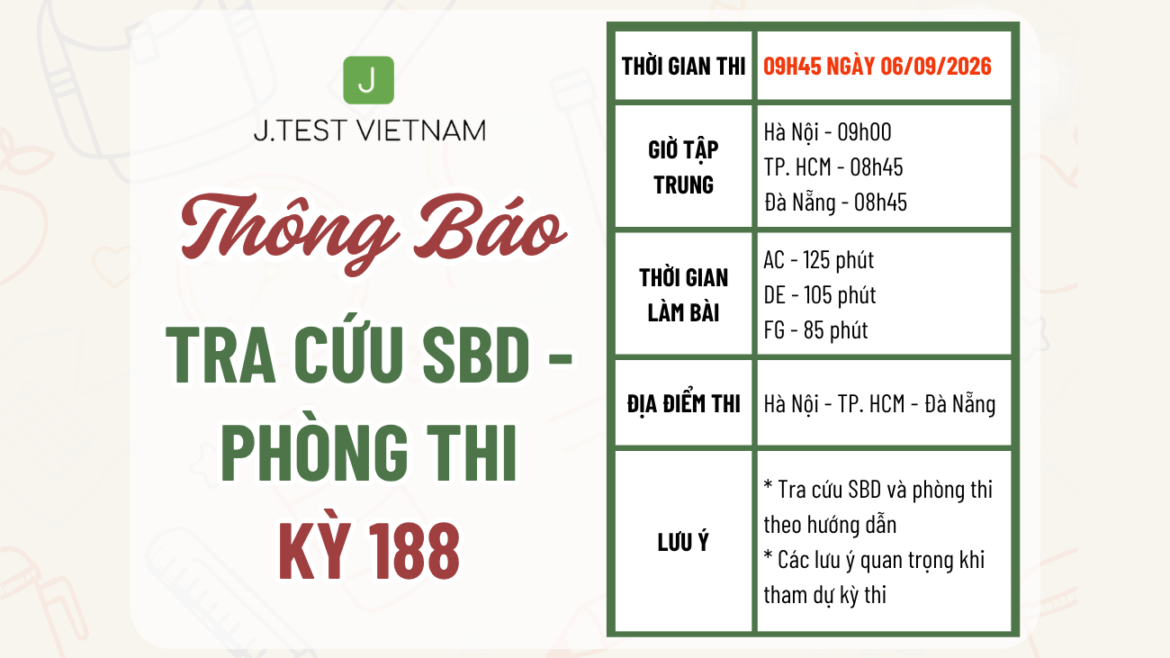THÔNG BÁO TRA CỨU SỐ BÁO DANH – PHÒNG THI KỲ 188