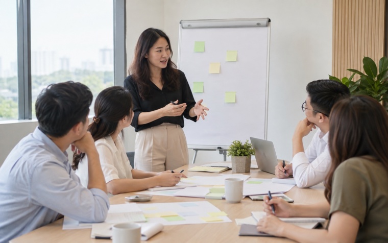 Trao đổi và phát triển tổ chức, đào tạo nội bộ Buổi trao đổi nhóm với bảng ghi chú, hỗ trợ phát triển tổ chức và đào tạo nội bộ
