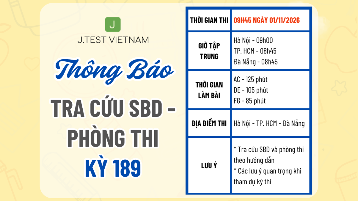 THÔNG BÁO TRA CỨU SỐ BÁO DANH – PHÒNG THI KỲ 189